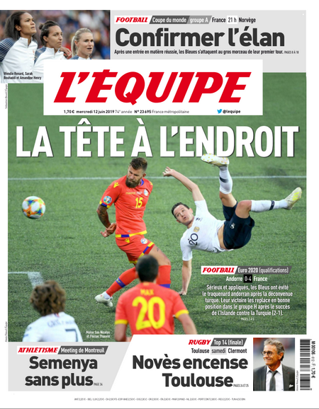 L’equipe du Mercredi 12 Juin 2019