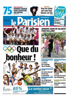 Le Parisien + Cahier de Paris du 13 Août 2012